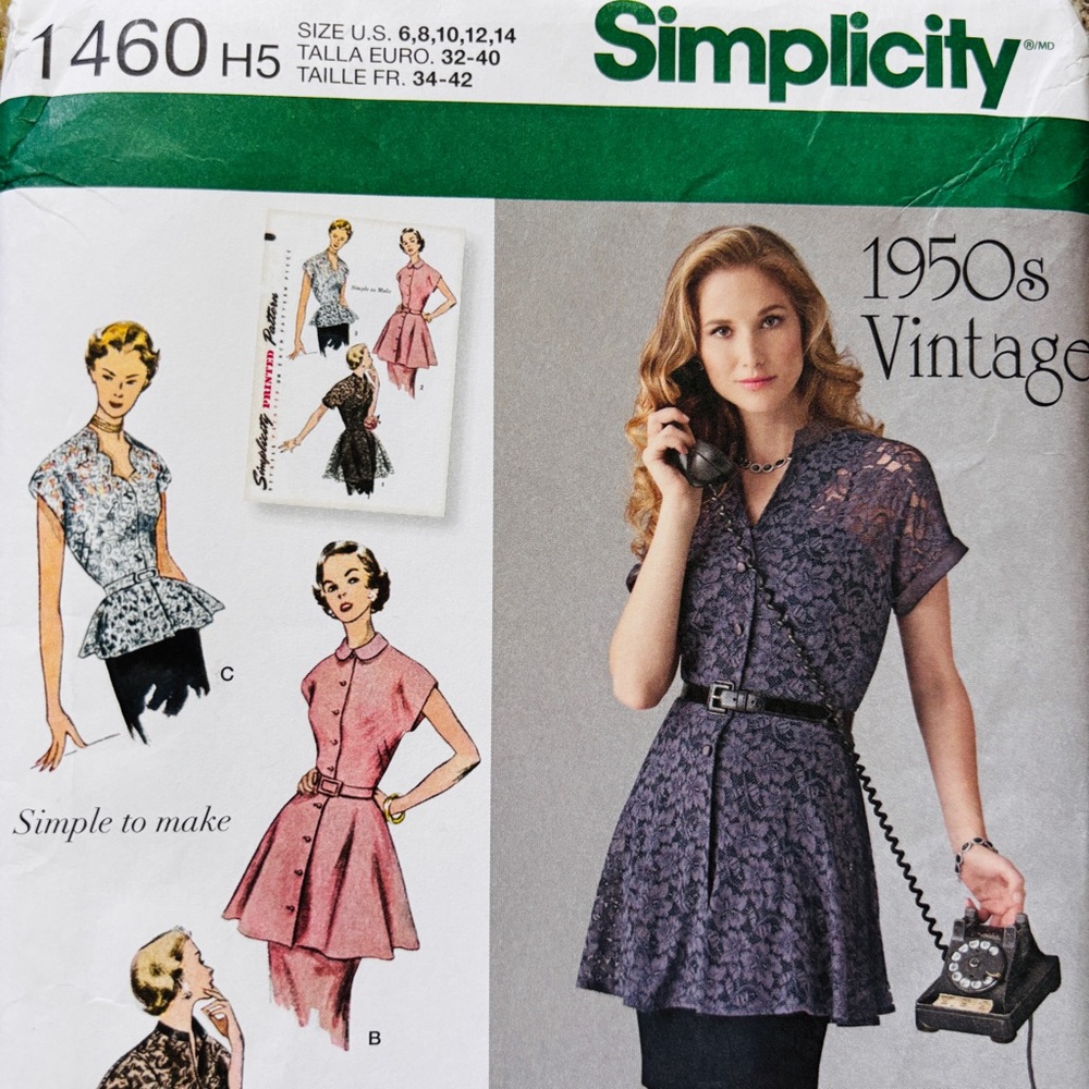 SIMPLICITY 1460 Elegant Dress Pattern 1950’s Vintage Style